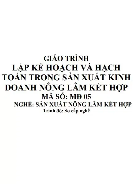 Giáo trình lập kế hoạch và hạch toán